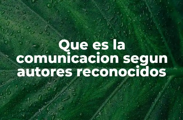 Que es la Comunicacion Segun Autores Reconocidos