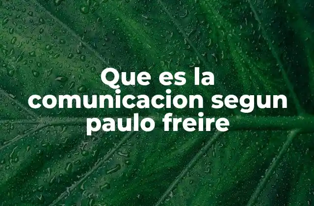 Que es la Comunicacion Segun Paulo Freire