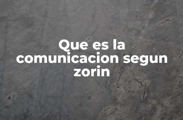 Que es la Comunicacion Segun Zorin