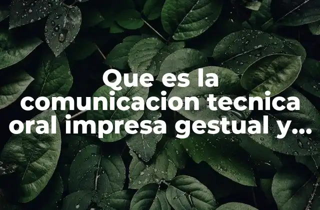 Que es la Comunicacion Tecnica Oral Impresa Gestual y Grafica