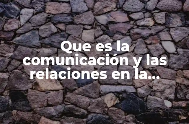 Que es la Comunicación y las Relaciones en la Organización