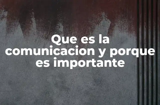 Que es la Comunicacion y Porque es Importante