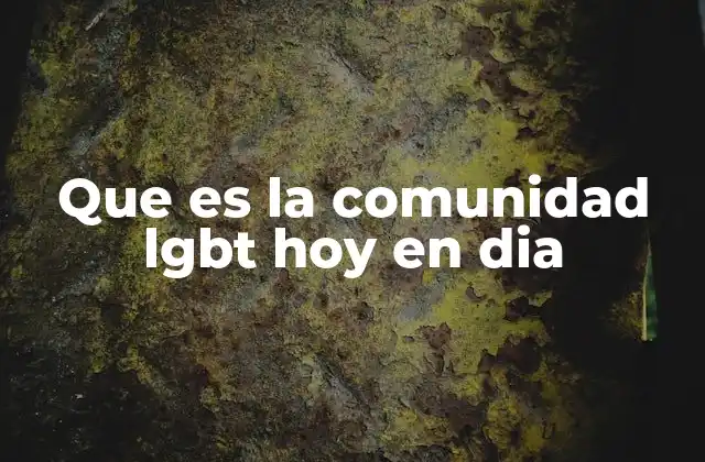 Que es la Comunidad Lgbt Hoy en Dia