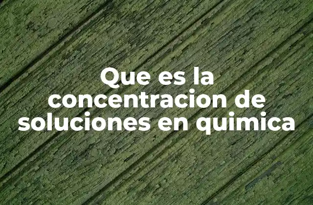 Que es la Concentracion de Soluciones en Quimica