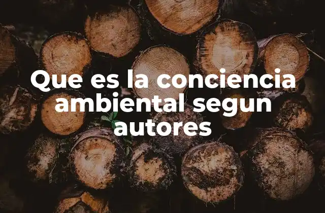 Que es la Conciencia Ambiental Segun Autores