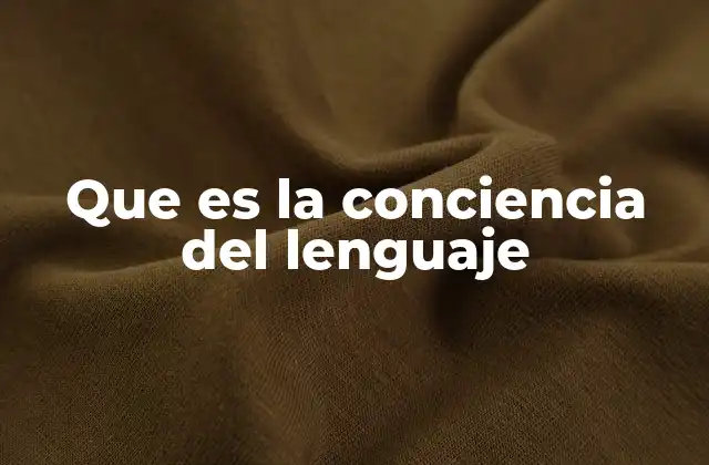 Que es la Conciencia Del Lenguaje