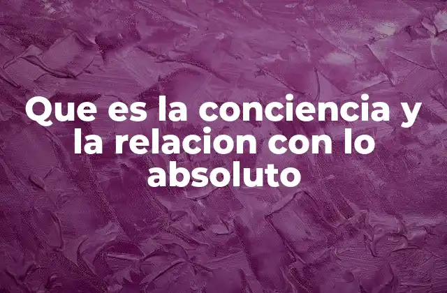 Que es la Conciencia y la Relacion con Lo Absoluto