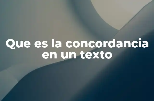 Que es la Concordancia en un Texto