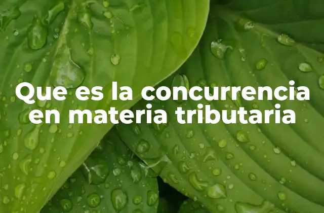 Que es la Concurrencia en Materia Tributaria