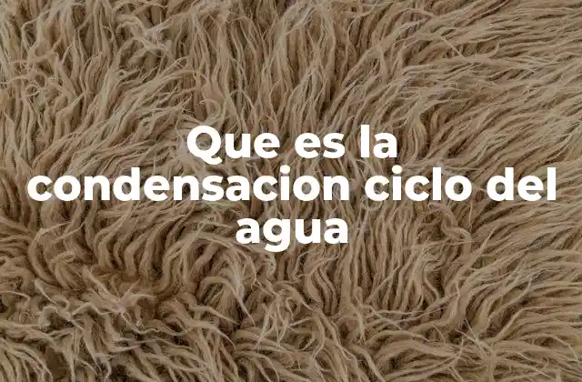 Que es la Condensacion Ciclo Del Agua