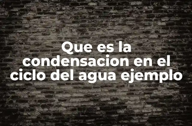 Que es la Condensacion en el Ciclo Del Agua Ejemplo