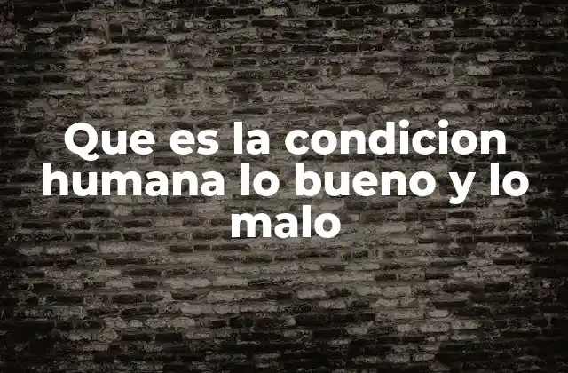 Que es la Condicion Humana Lo Bueno y Lo Malo