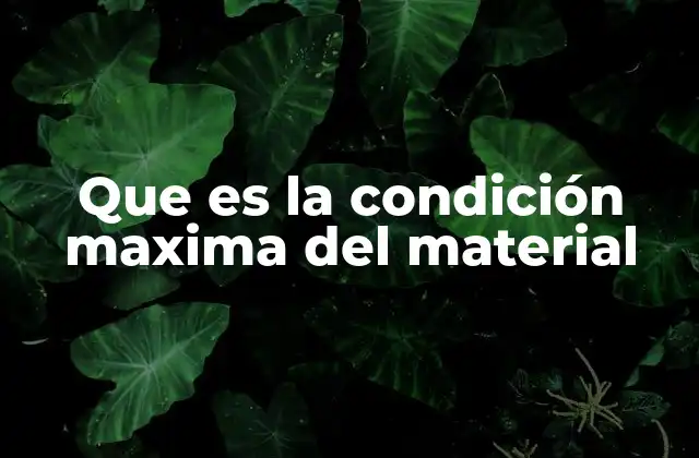 Que es la Condición Maxima Del Material