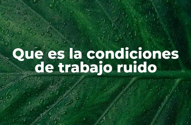 Que es la Condiciones de Trabajo Ruido