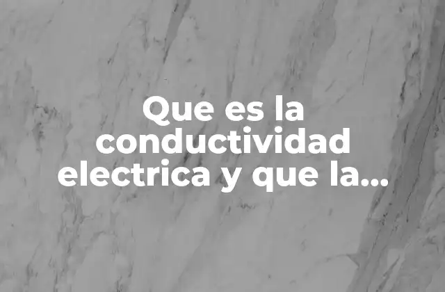 Que es la Conductividad Electrica y que la Favorece
