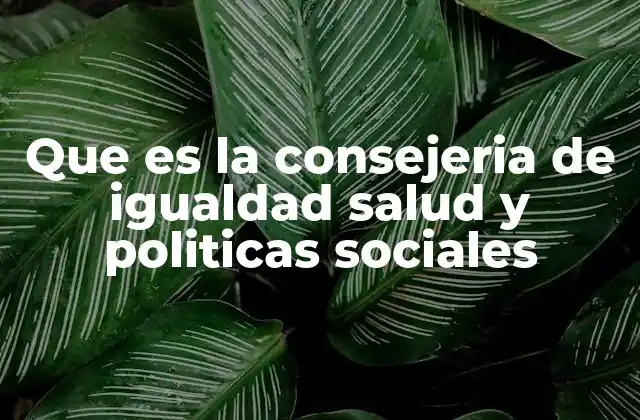 Que es la Consejeria de Igualdad Salud y Politicas Sociales
