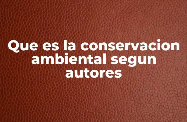 Que es la Conservacion Ambiental Segun Autores