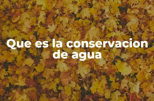 Que es la Conservacion de Agua