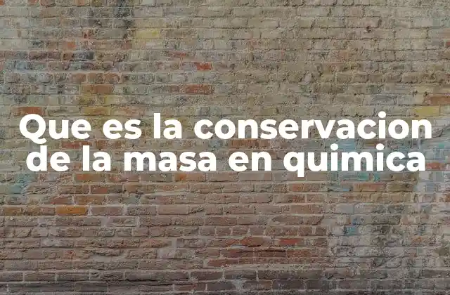 Que es la Conservacion de la Masa en Quimica