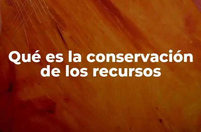 Qué es la Conservación de los Recursos