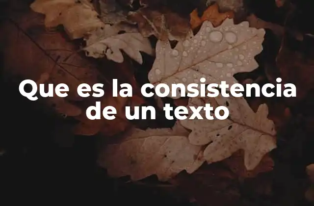 Que es la Consistencia de un Texto