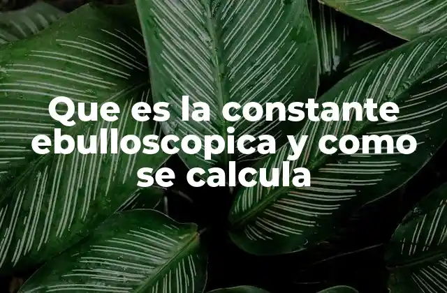 Que es la Constante Ebulloscopica y como Se Calcula