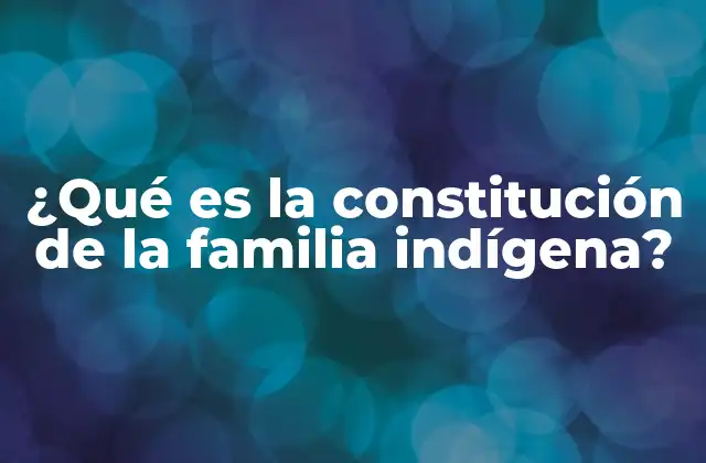 ¿qué es la Constitución de la Familia Indígena?