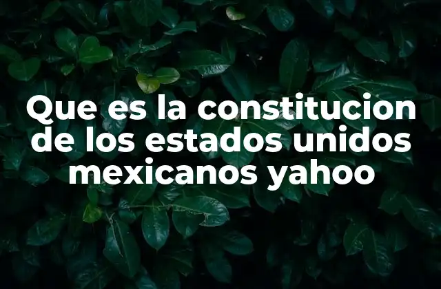 Que es la Constitucion de los Estados Unidos Mexicanos Yahoo