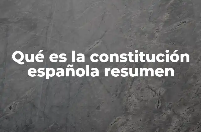 Qué es la Constitución Española Resumen