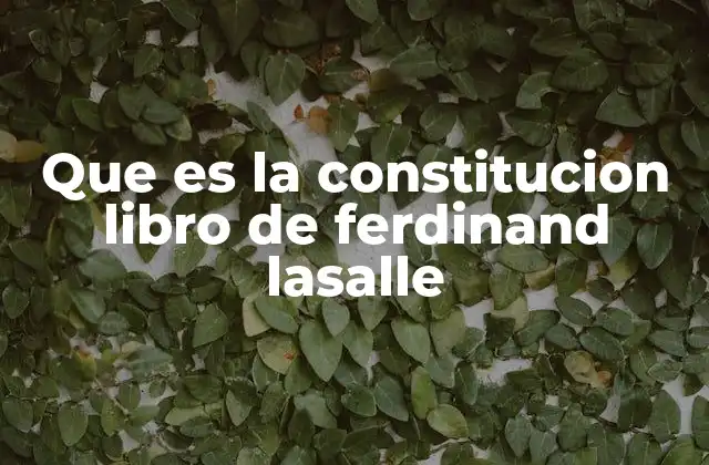 Que es la Constitucion Libro de Ferdinand Lasalle