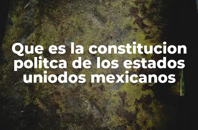 Que es la Constitucion Politca de los Estados Uniodos Mexicanos