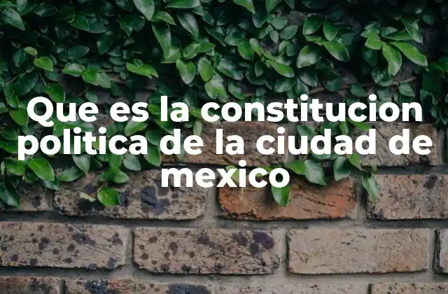 Que es la Constitucion Politica de la Ciudad de Mexico