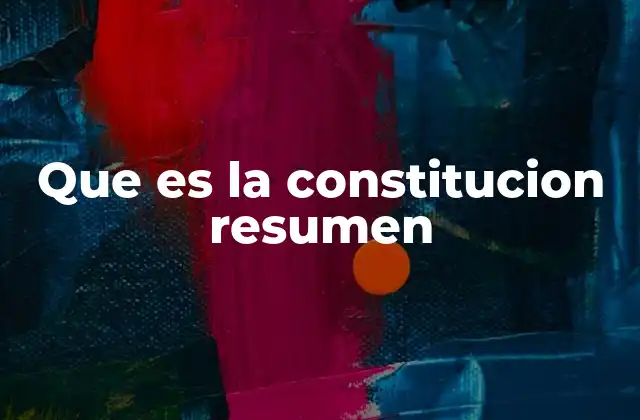 Que es la Constitucion Resumen