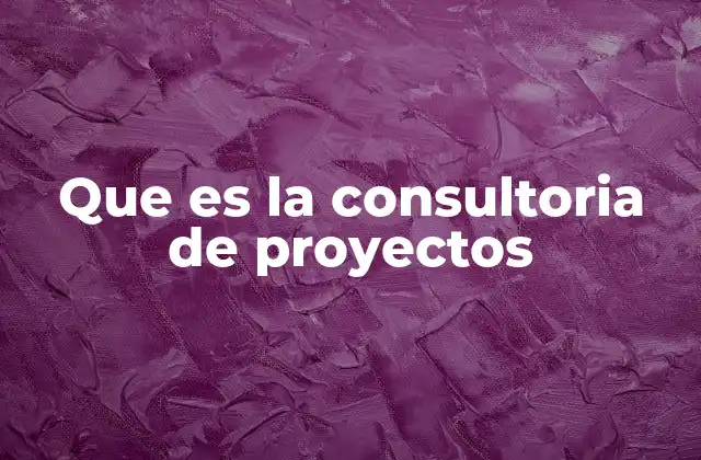 Que es la Consultoria de Proyectos
