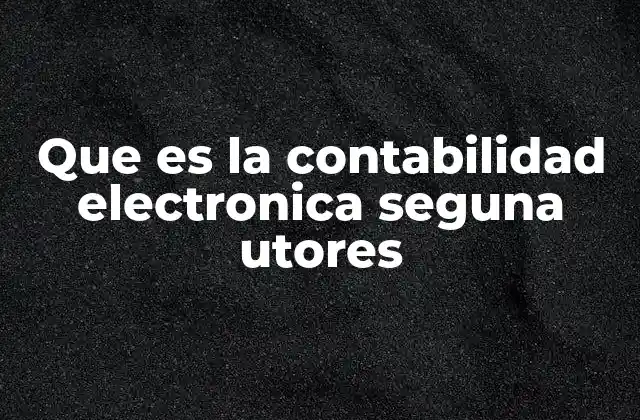 Que es la Contabilidad Electronica Seguna Utores