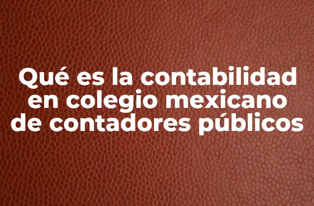 Qué es la Contabilidad en Colegio Mexicano de Contadores Públicos