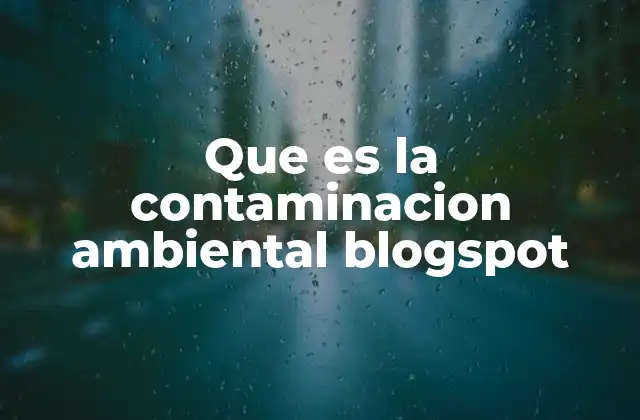 Que es la Contaminacion Ambiental Blogspot