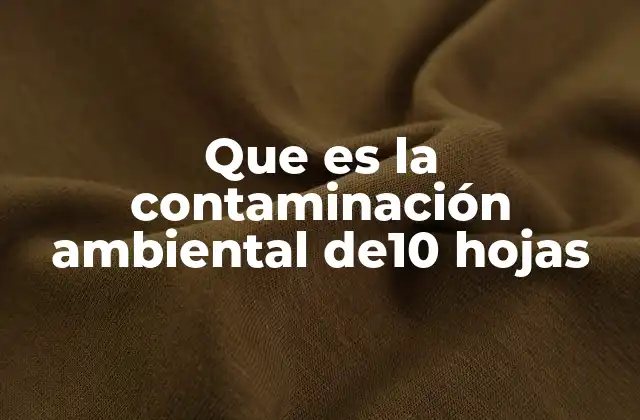 Que es la Contaminación Ambiental De10 Hojas