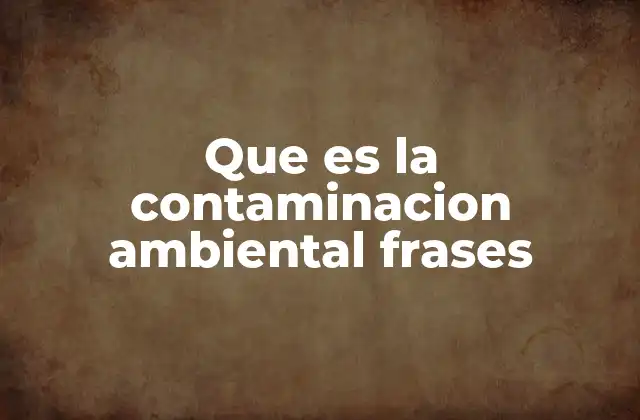 Que es la Contaminacion Ambiental Frases