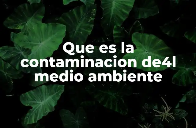 Que es la Contaminacion De4l Medio Ambiente