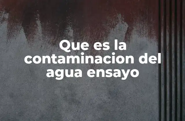 Que es la Contaminacion Del Agua Ensayo