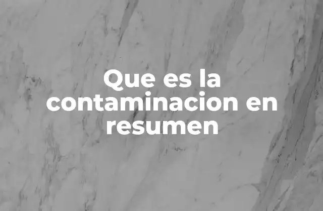 Que es la Contaminacion en Resumen