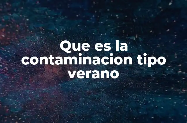 Que es la Contaminacion Tipo Verano