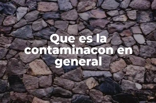 Que es la Contaminacon en General