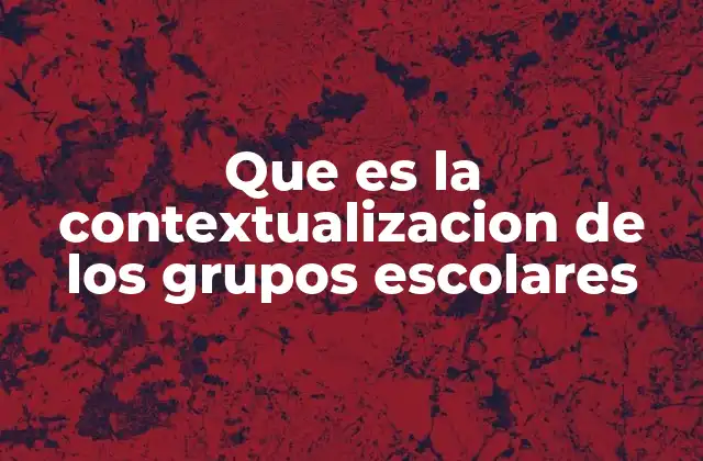 Que es la Contextualizacion de los Grupos Escolares