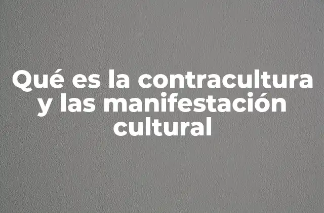 Qué es la Contracultura y las Manifestación Cultural