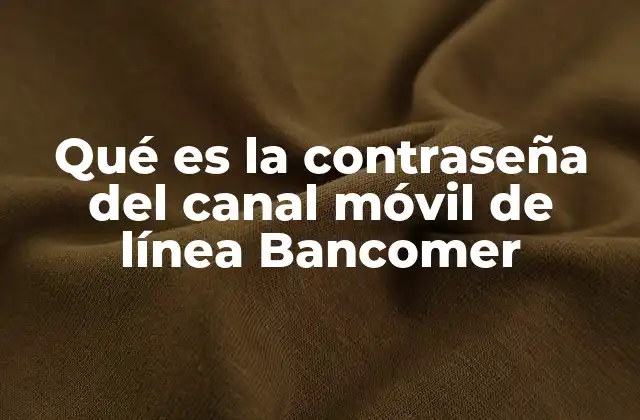 Qué es la Contraseña Del Canal Móvil de Línea Bancomer