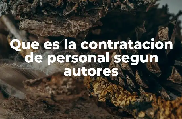Que es la Contratacion de Personal Segun Autores