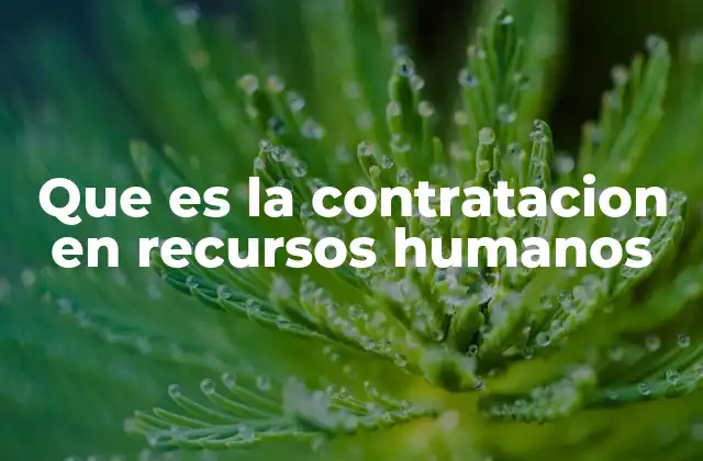Que es la Contratacion en Recursos Humanos