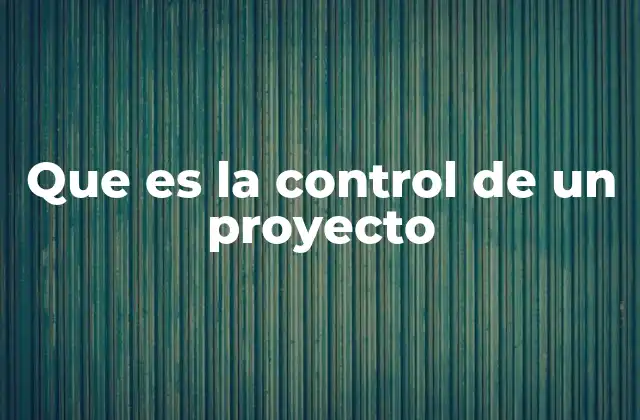 Que es la Control de un Proyecto
